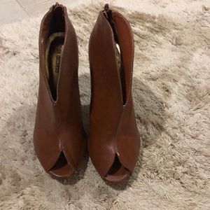 Peep Toe High Heel Ankle Booties